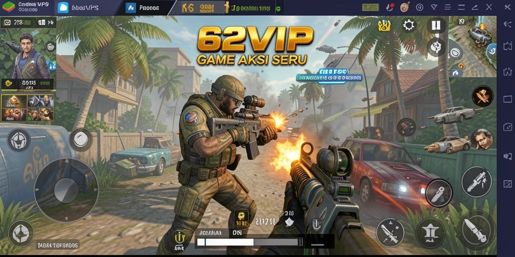 Screenshot gameplay menampilkan aksi mendebarkan dalam 62VIP.