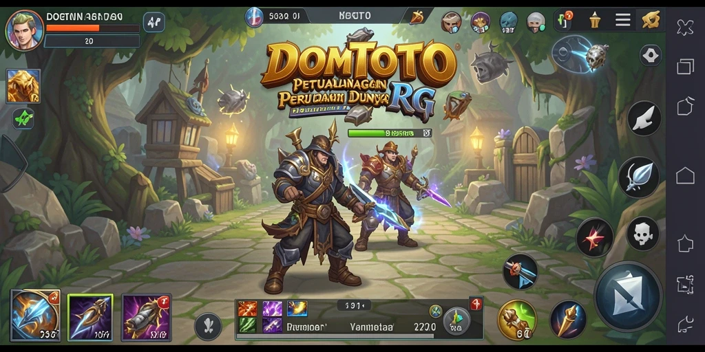 Tampilan gameplay DOMTOTO dengan pertarungan epik dan dunia fantasi yang menakjubkan.