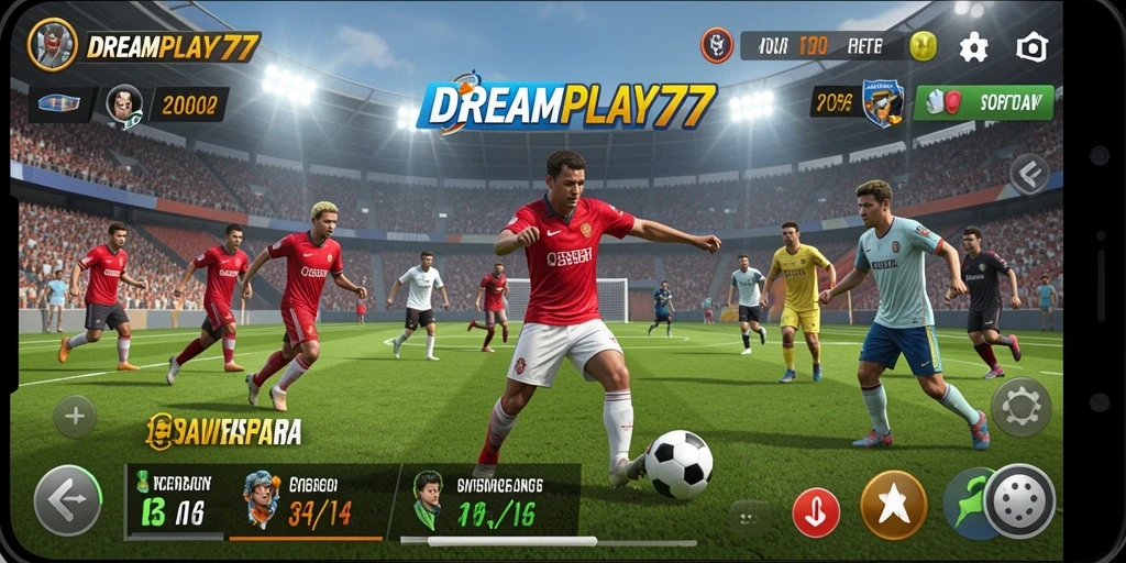 Screenshot gameplay <strong>DREAMPLAY77</strong> menampilkan aksi pertandingan yang mendebarkan.