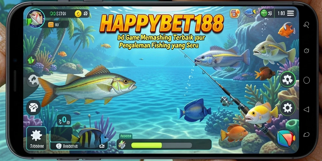 Screenshot dari gameplay HAPPYBET188 yang menunjukkan pengalaman memancing yang seru.