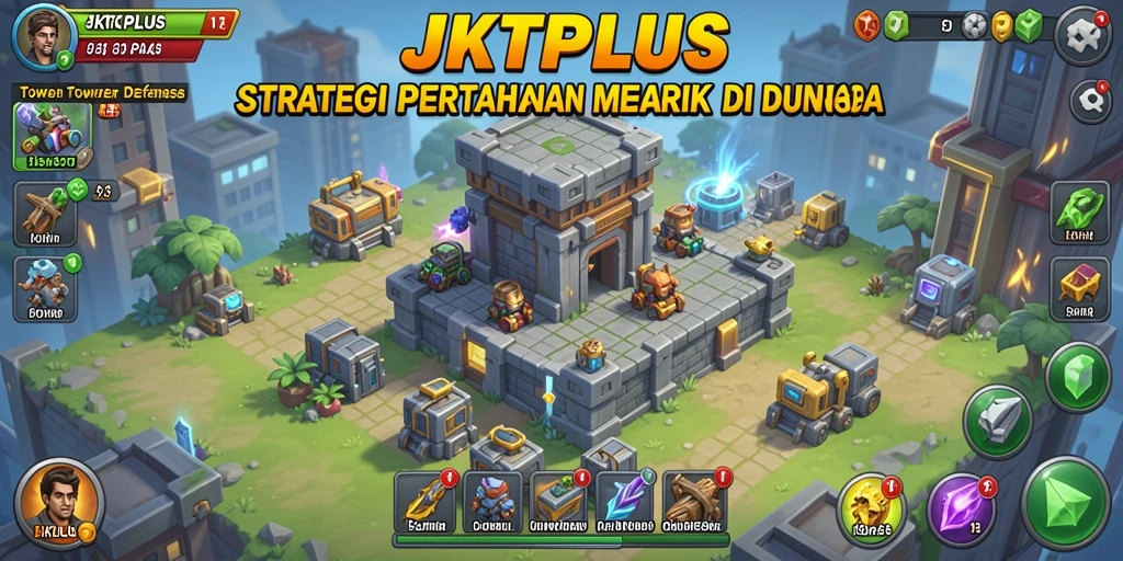 Gameplay seru JKTPLUS dengan menara yang beragam dan strategi menarik.