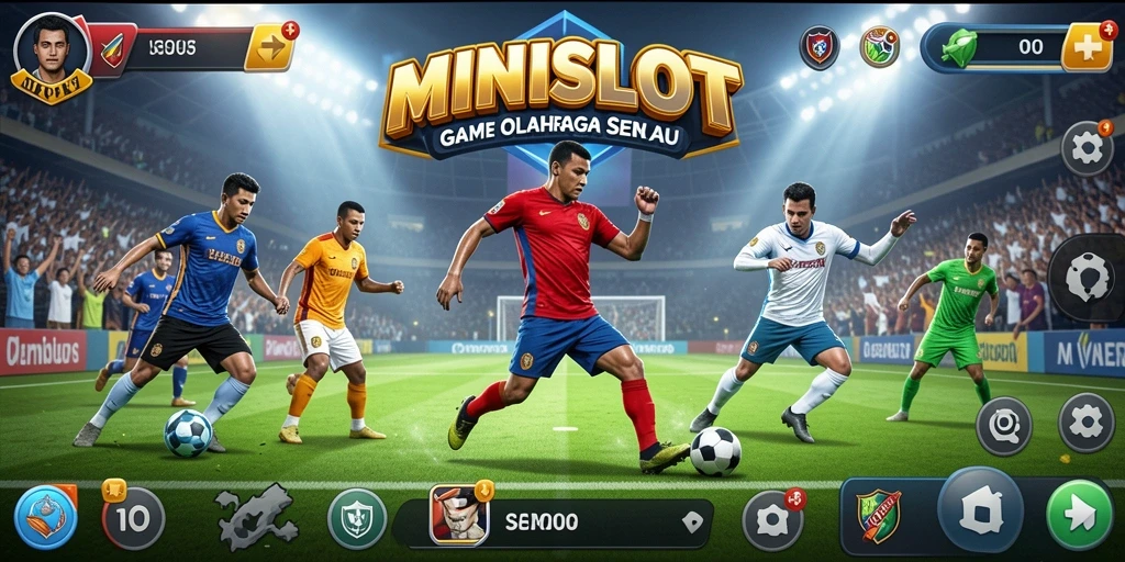 Tangkapan layar utama MINISLOT menampilkan aksi bermain olahraga yang seru.