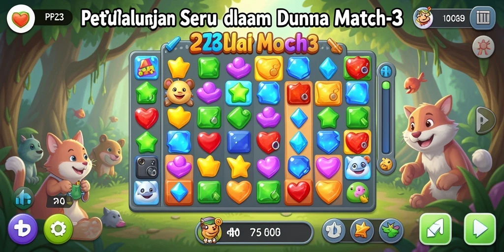 Gameplay seru PP123 dengan grafis colorful dalam game Match-3.