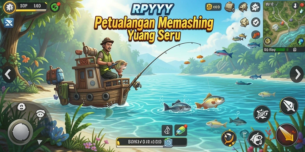Gameplay memancing yang mendebarkan dengan latar belakang alam yang indah.